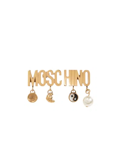 MOSCHINO MOSCHINO LOGO LETTERING CHARM DETAILED EARRINGS