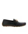 Moschino Round Toe Penny Loafers With Gold-tone Hardware In Black