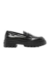 Moschino Penny Slot Leather Loafers In Black