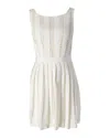 Moschino Perforated Pleated Dress In Cream Cotton In White