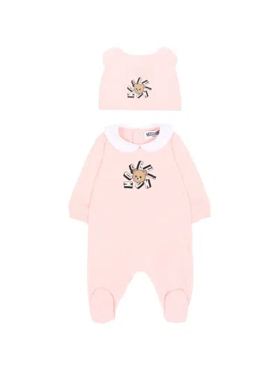 Moschino Peter Pan Collar Babywear Set In Pink