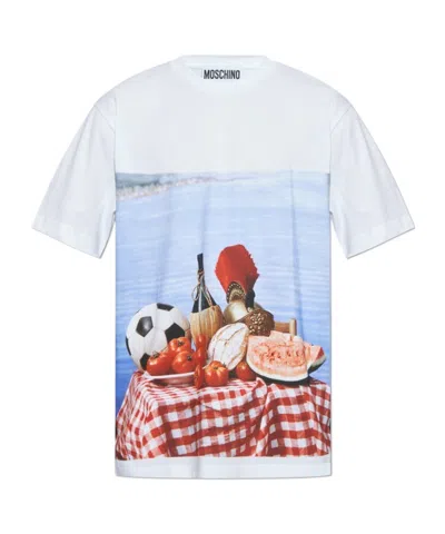 Moschino Photo Printed Jersey T-shirt In White