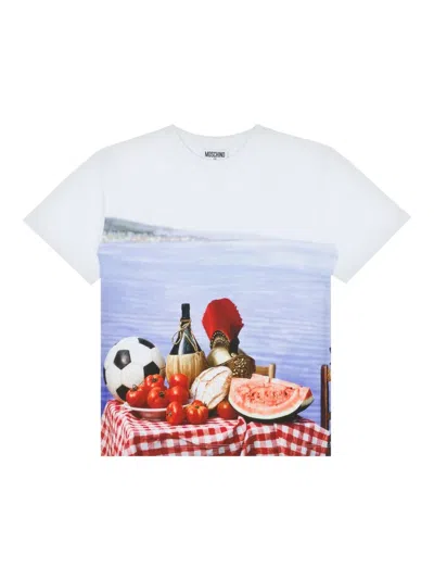Moschino Kids' T-shirt Mit Foto-print In Weiss