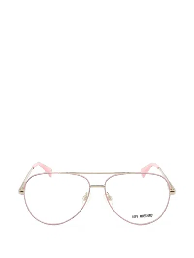 Moschino Pilot-frame Glasses In Gold