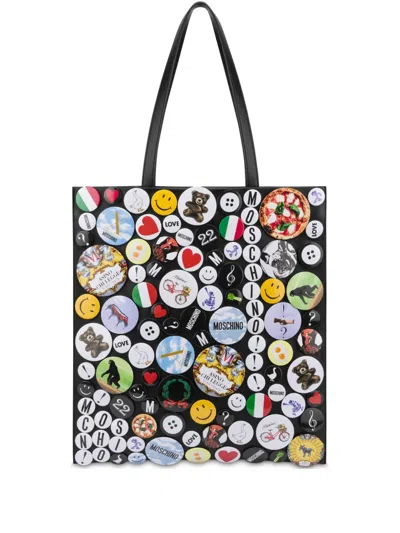 Moschino Pin-detail Tote Bag In Black