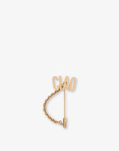 Moschino Pin With Ciao Chain In Gold