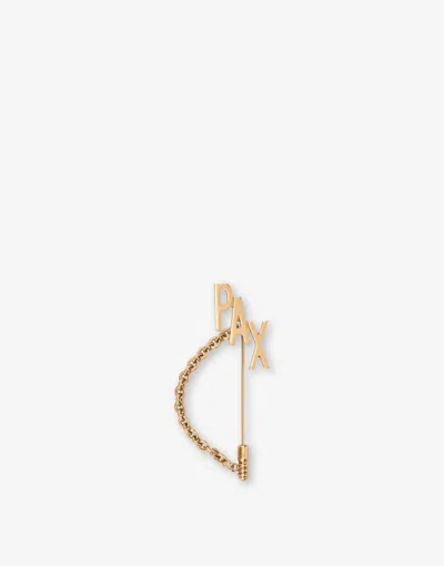 Moschino Pin With Pax Chain In Gold