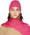 Moschino Wool-blend Intarsia-logo Beanie In A1217 Fp Fucsia