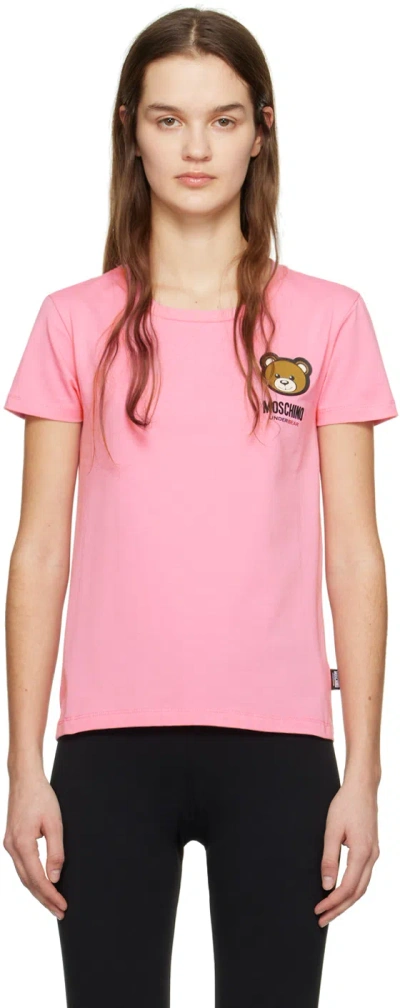Moschino Pink Appliqué T-shirt In A0245 Pink