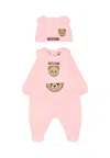 Moschino Pink Baby Set For Baby Girl With Teddy Bear In Pink