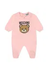 Moschino Pink Babygrow For Baby Girl With Teddy Bear