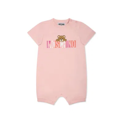 Moschino Pink Babygrow For Baby Girl With Teddy Bear