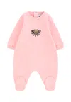 Moschino Pink Babygrow For Baby Girl With Teddy Bear In Pink