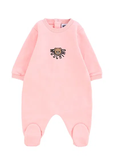 Moschino Pink Babygrow For Baby Girl With Teddy Bear