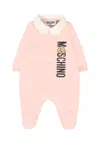 Moschino Pink Babygrow For Baby Girl With Teddy Bear In Pink