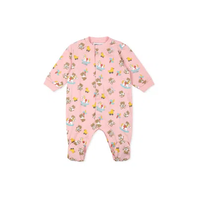 Moschino Pink Babygrow For Baby Girl With Teddy Bear