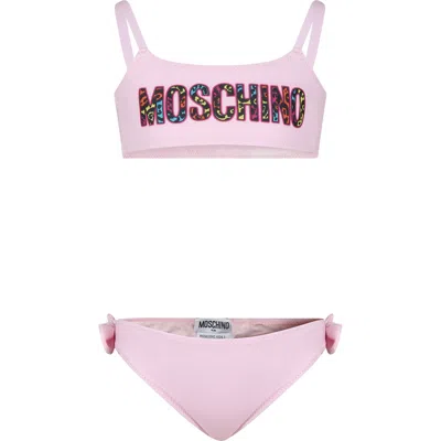 Moschino Kids' Pink Bikini For Girl With Logo