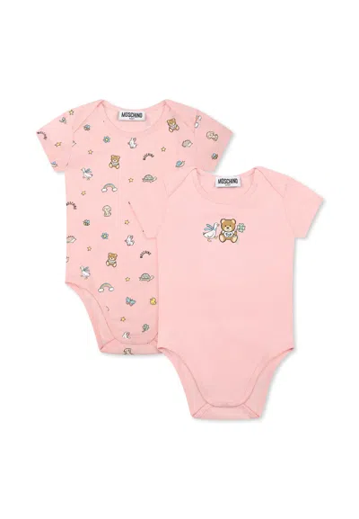 Moschino Pink Body Set For Baby Girl With Teddy Bear