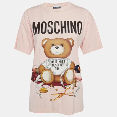 Pre-owned Moschino Pink Cotton Knit Teddy Bear T-shirt Xxs