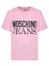 Moschino Jeans Logo-printed Crewneck T-shirt In Pink