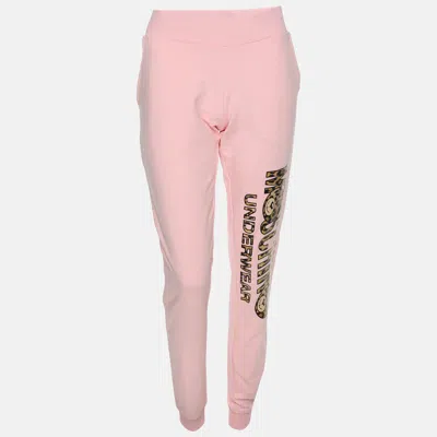 Moschino Pink Cotton Logo Underwear Jogger Pants