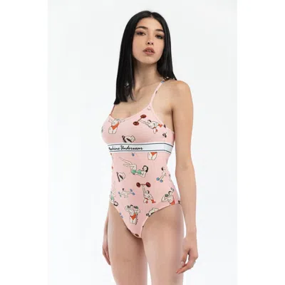 Moschino Cotton Print Bodysuit In Pink