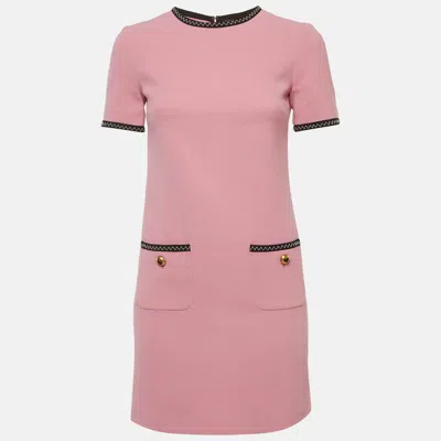 Pre-owned Moschino Pink Crepe Contrast Trim Mini Dress Xs