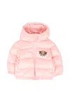 Moschino Pink Down Jacket For Baby Girl With Teddy Bear In Pink