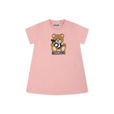 Moschino Pink Dress For Baby Girl With Teddy Bear