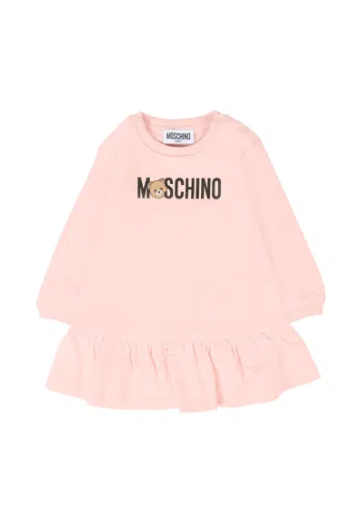 MOSCHINO PINK DRESS FOR BABY GIRL WITH TEDDY BEAR