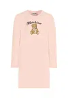 Moschino Pink Dress For Girl With Teddy Bear In Pink