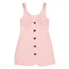 Moschino Pink Heart Buttons Mini Dress In Pink