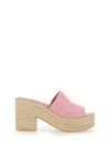 Moschino Pink Leather Sandal With Jute-wrapped Platform