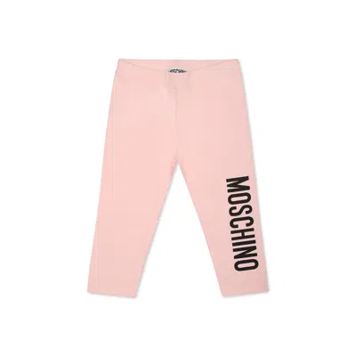 Moschino Pink Legging For Baby Girl With Logo