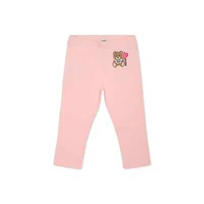 Moschino Pink Legging For Baby Girl With Teddy Bear