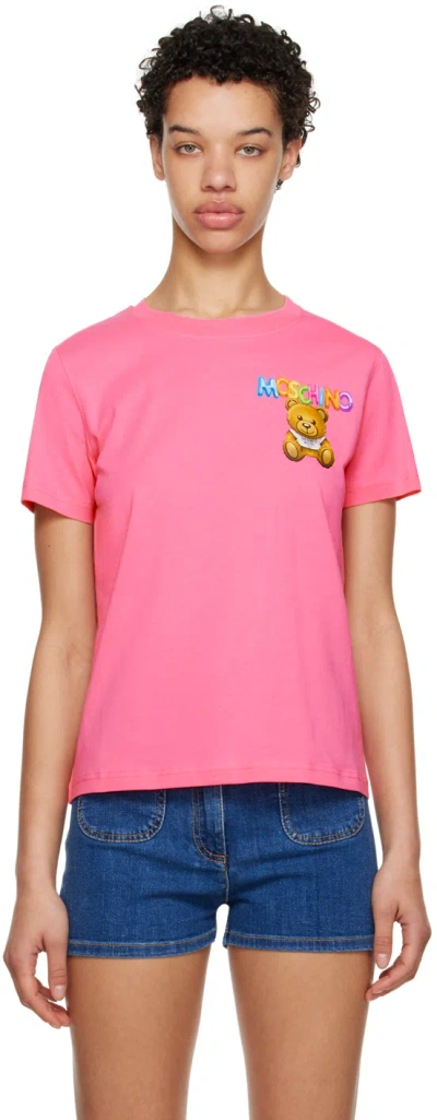 Moschino Teddy Bear Motif T-shirt In Fuchsia