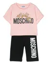 MOSCHINO PINK LOGO-PRINT SHORTS SET