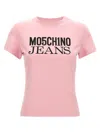 Moschino Jeans Logo-printed Crewneck T-shirt In Pink