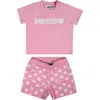 Moschino Pink Outfit For Baby Girl With Logo In Pink