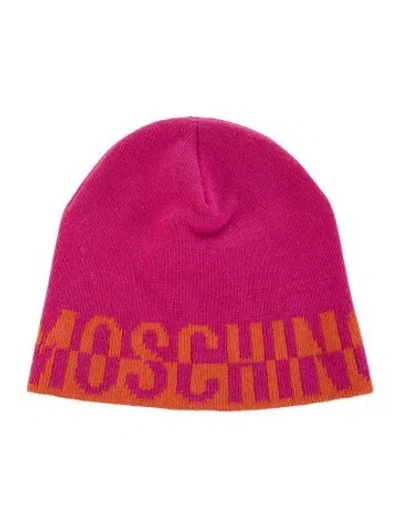 Pre-owned Moschino Pink Pattern Print Beanie  W/tags