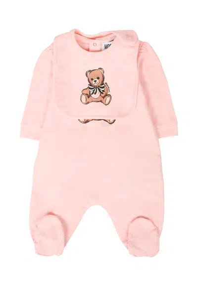MOSCHINO PINK SET FOR BABY GIRL WITH TEDDY BEAR