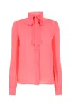 Moschino Silk Blouse With Shoulder Gatherings And Bow Collar
