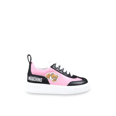 Moschino Kids' Pink Sneakers For Girl With Teddy Bear In Multi
