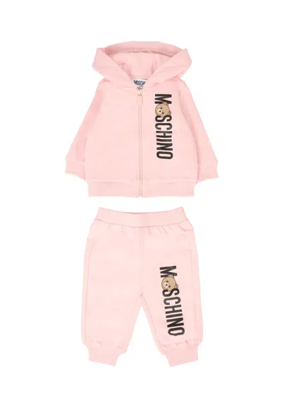 Moschino Pink Suit For Baby Girl With Teddy Bear
