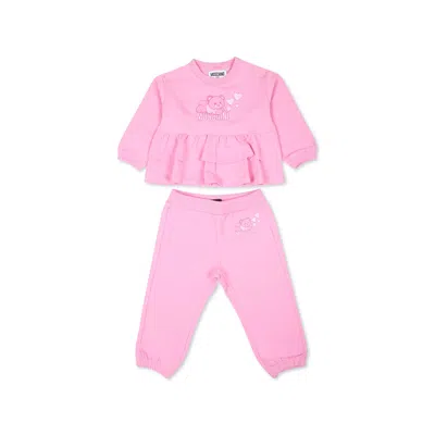 Moschino Pink Suit For Baby Girl With Teddy Bear