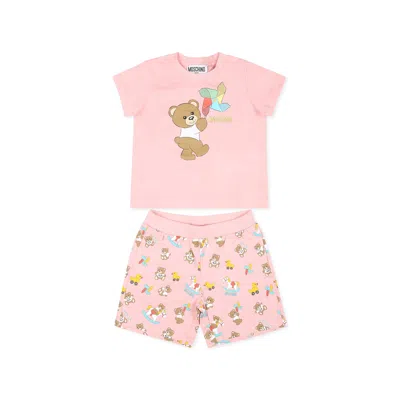 Moschino Kids' Pink Suit For Baby Girl With Teddy Bear