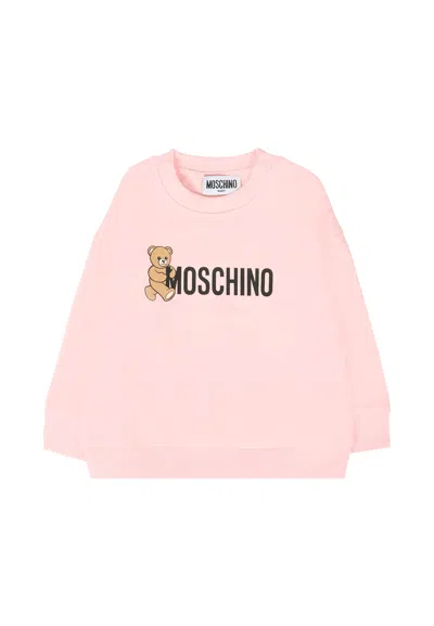 MOSCHINO PINK SWEATSHIRT FOR BABY GIRL WITH LOGO