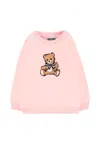 Moschino Pink Sweatshirt For Baby Girl With Teddy Bear In Pink