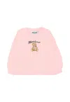 Moschino Pink Sweatshirt For Baby Girl With Teddy Bear In Pink