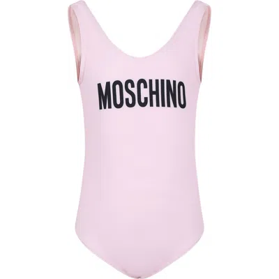 Moschino Kids' Pink Swimsuit For Girl With Logo